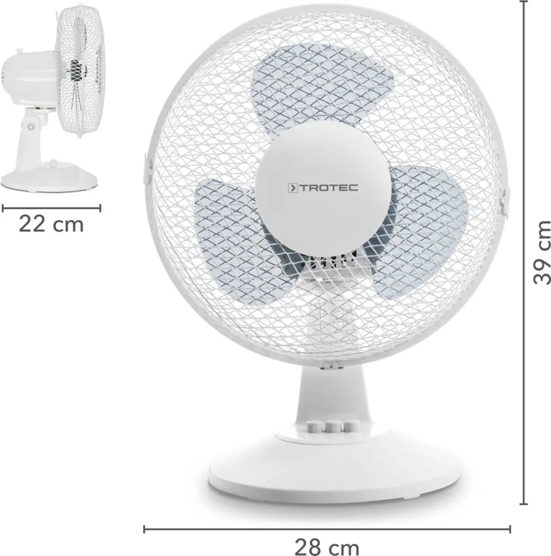 Trotec TVE 10 Tafelventilator - 25W - 23cm - Wit