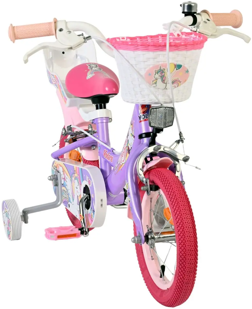 Volare Unicorn Kinderfiets 12 inch - Paars - Twee handremmen