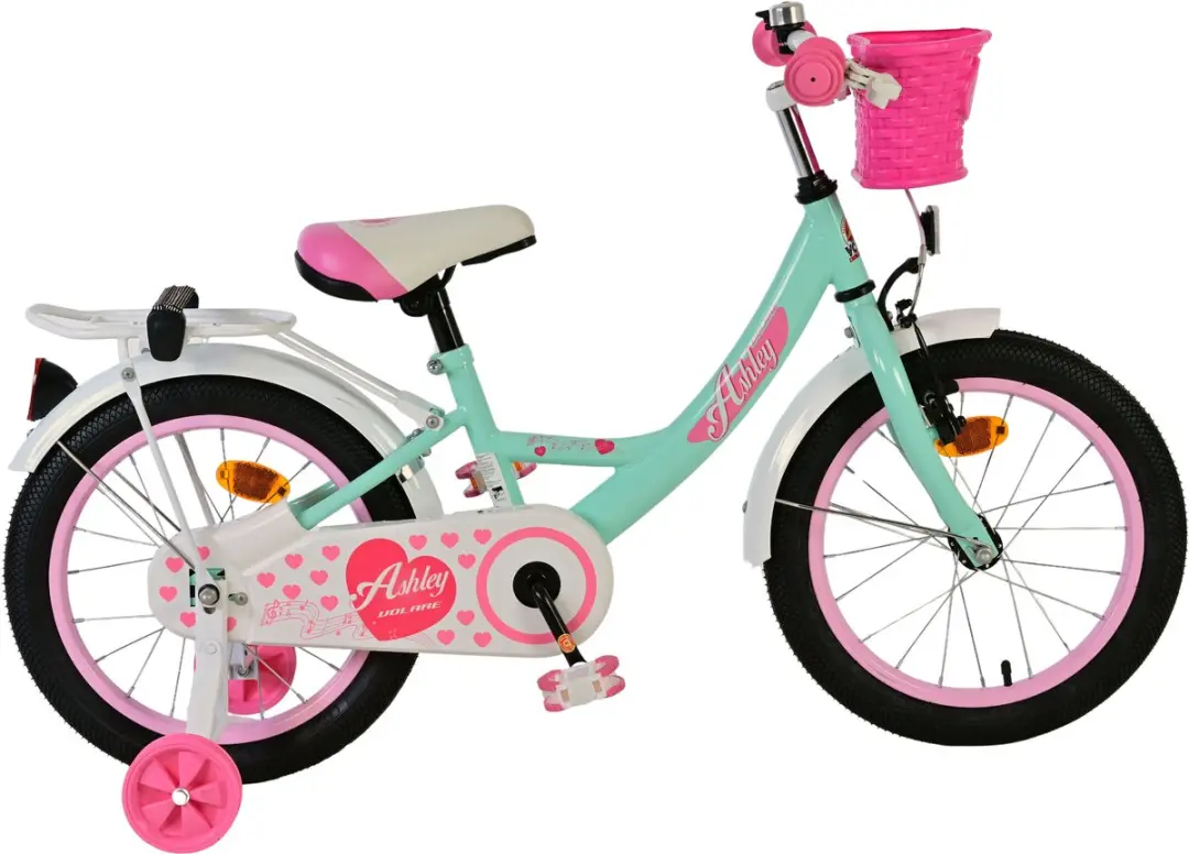 Volare Ashley Kinderfiets 16" - 1 Versnelling - Mintgroen/Wit