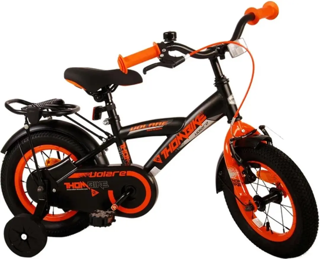 Volare Thombike Kinderfiets 12 inch - 1 Versnelling - Zwart Oranje