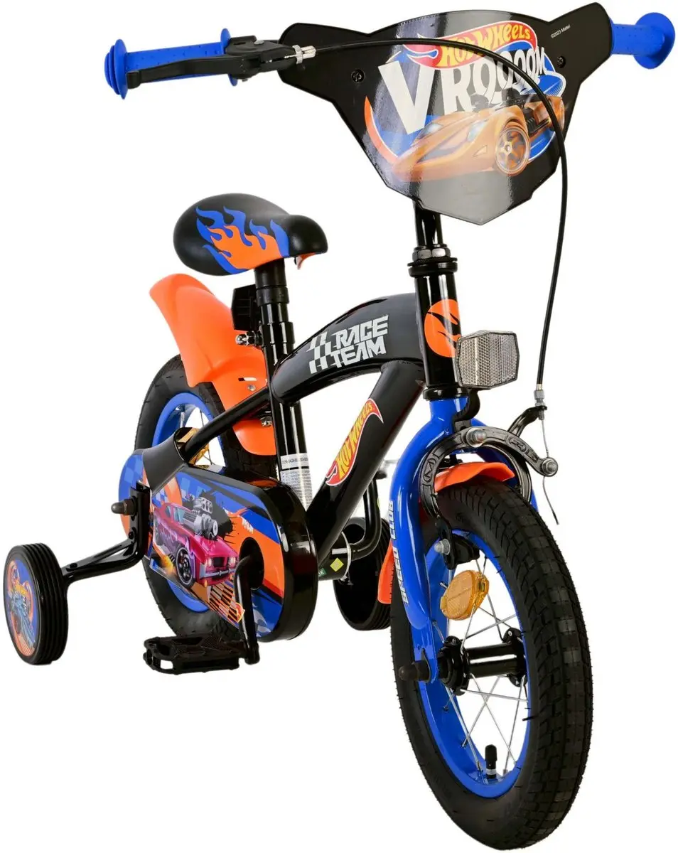 Volare Hot Wheels Kinderfiets 12 inch - Zwart Oranje Blauw