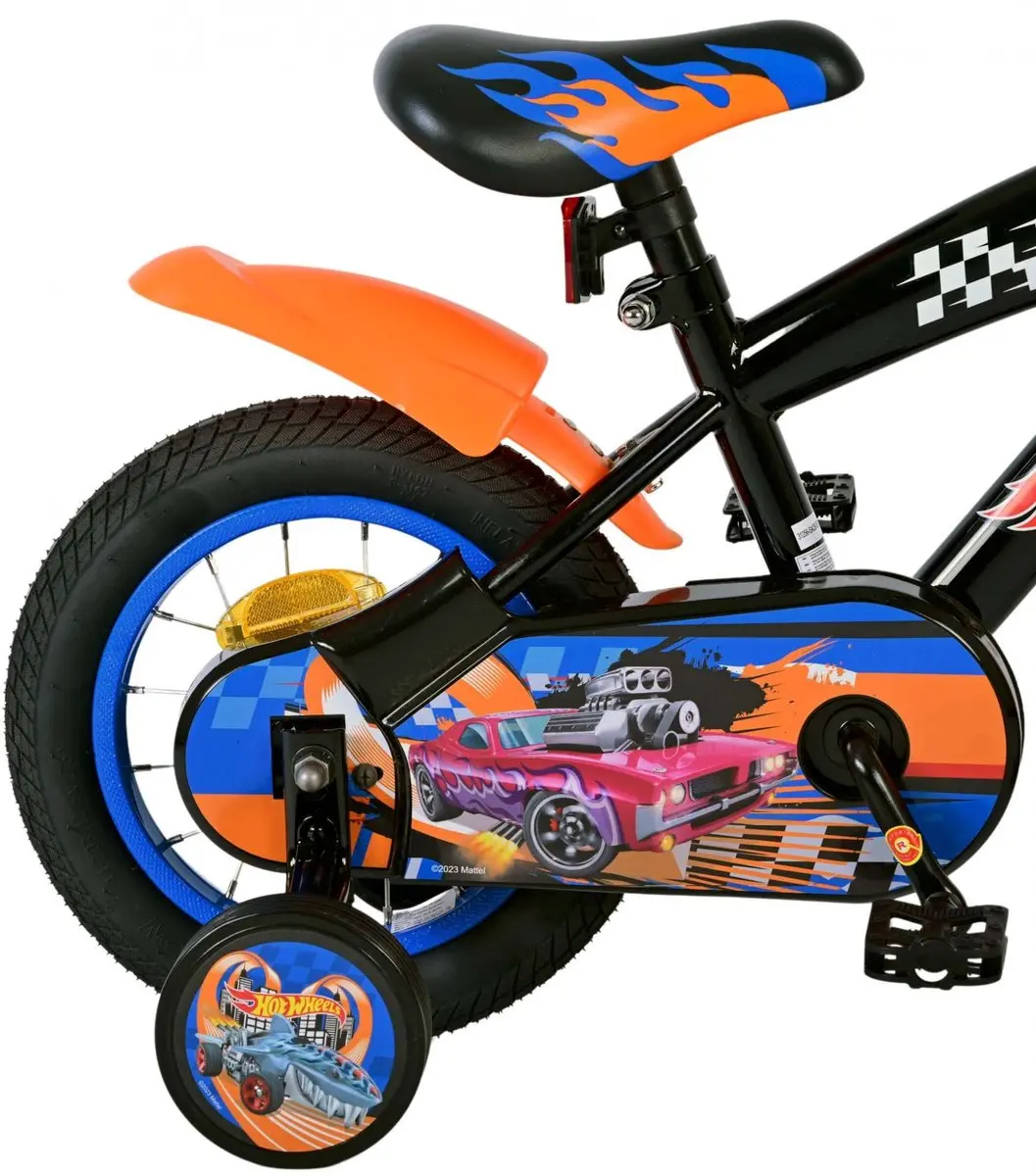 Volare Hot Wheels Kinderfiets 12 inch - Zwart Oranje Blauw