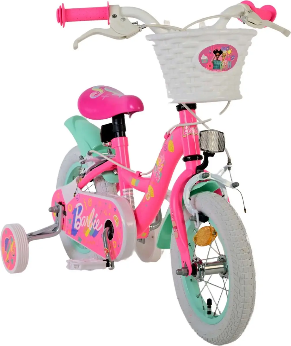 Volare Barbie Kinderfiets 12 inch - Roze - Twee Handremmen