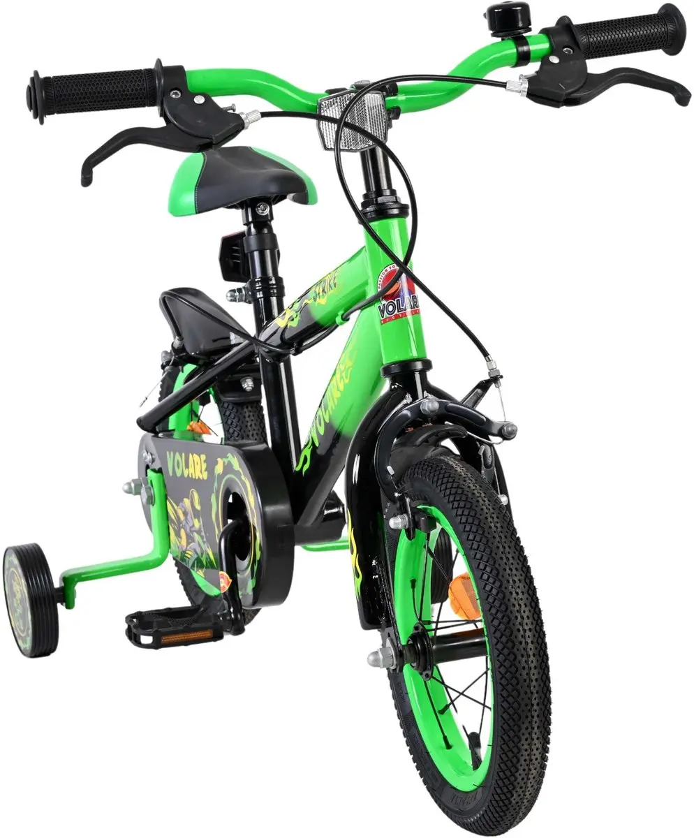 Volare Strike Kinderfiets 12" - Zwart/ Groen - 1 Versnelling