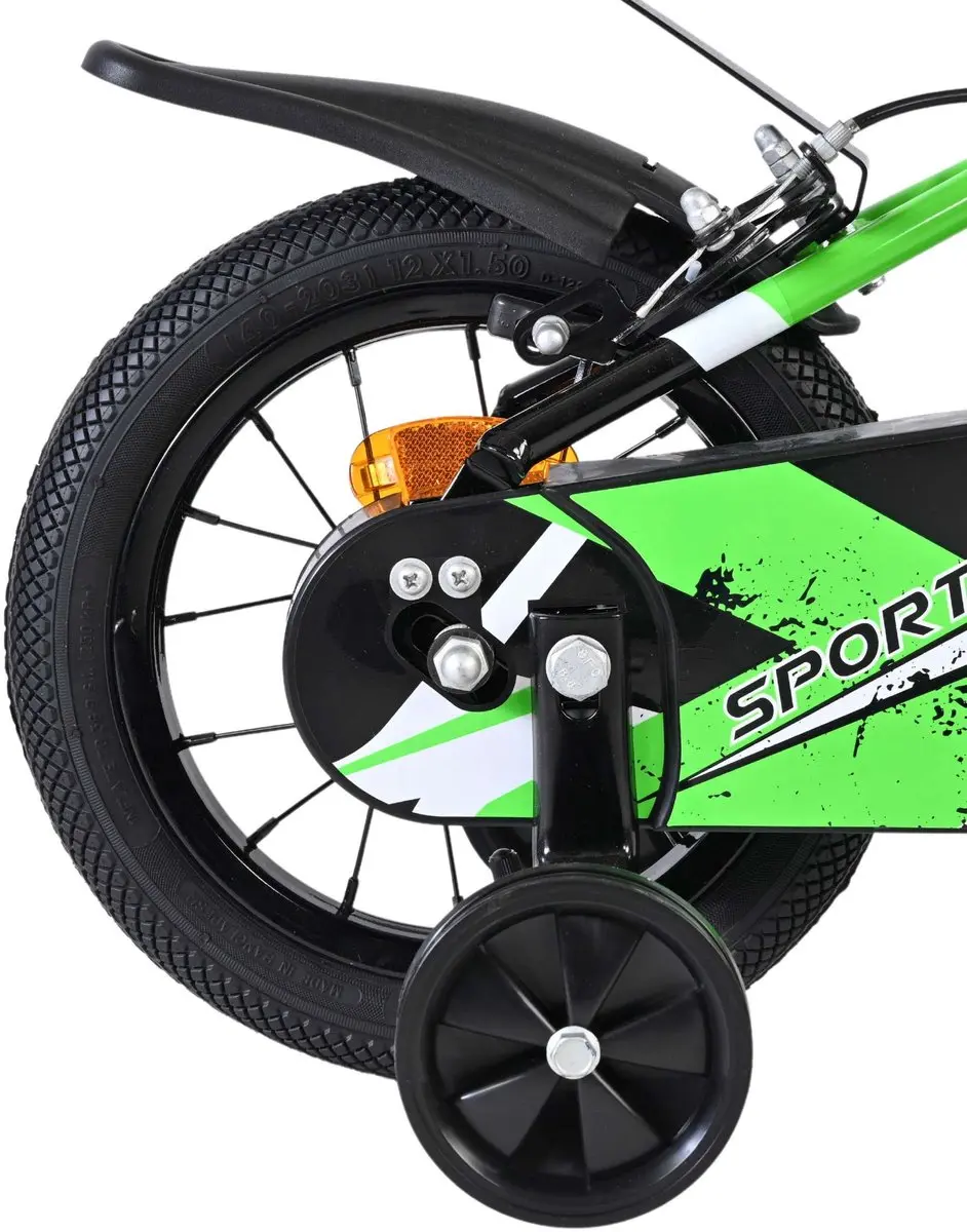 Volare Sportivo Kinderfiets 12" - Groen/Zwart - 1 Versnelling