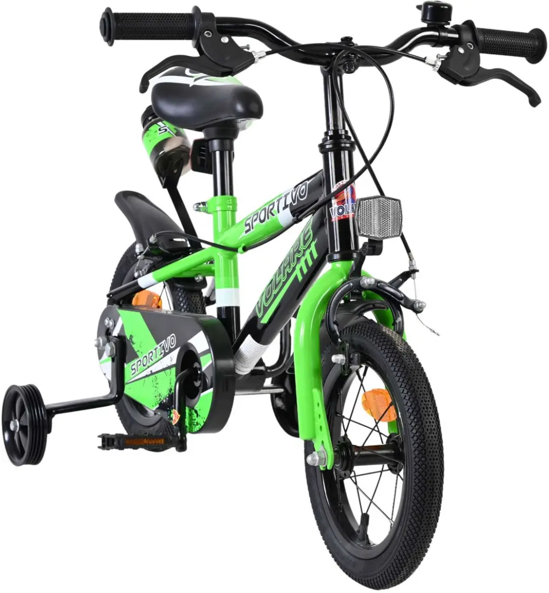 Volare Sportivo Kinderfiets 12" - Groen/Zwart - 1 Versnelling