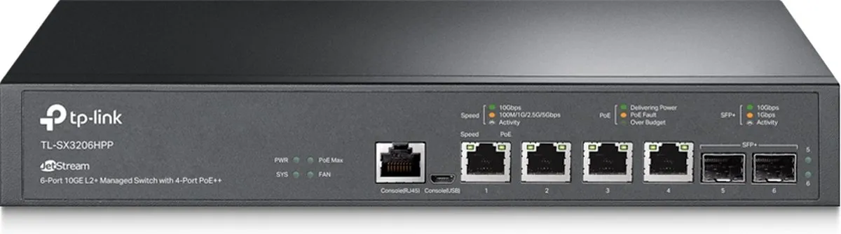 TP-Link TL-SX3206HPP Switch - 10 Poorten Zwart
