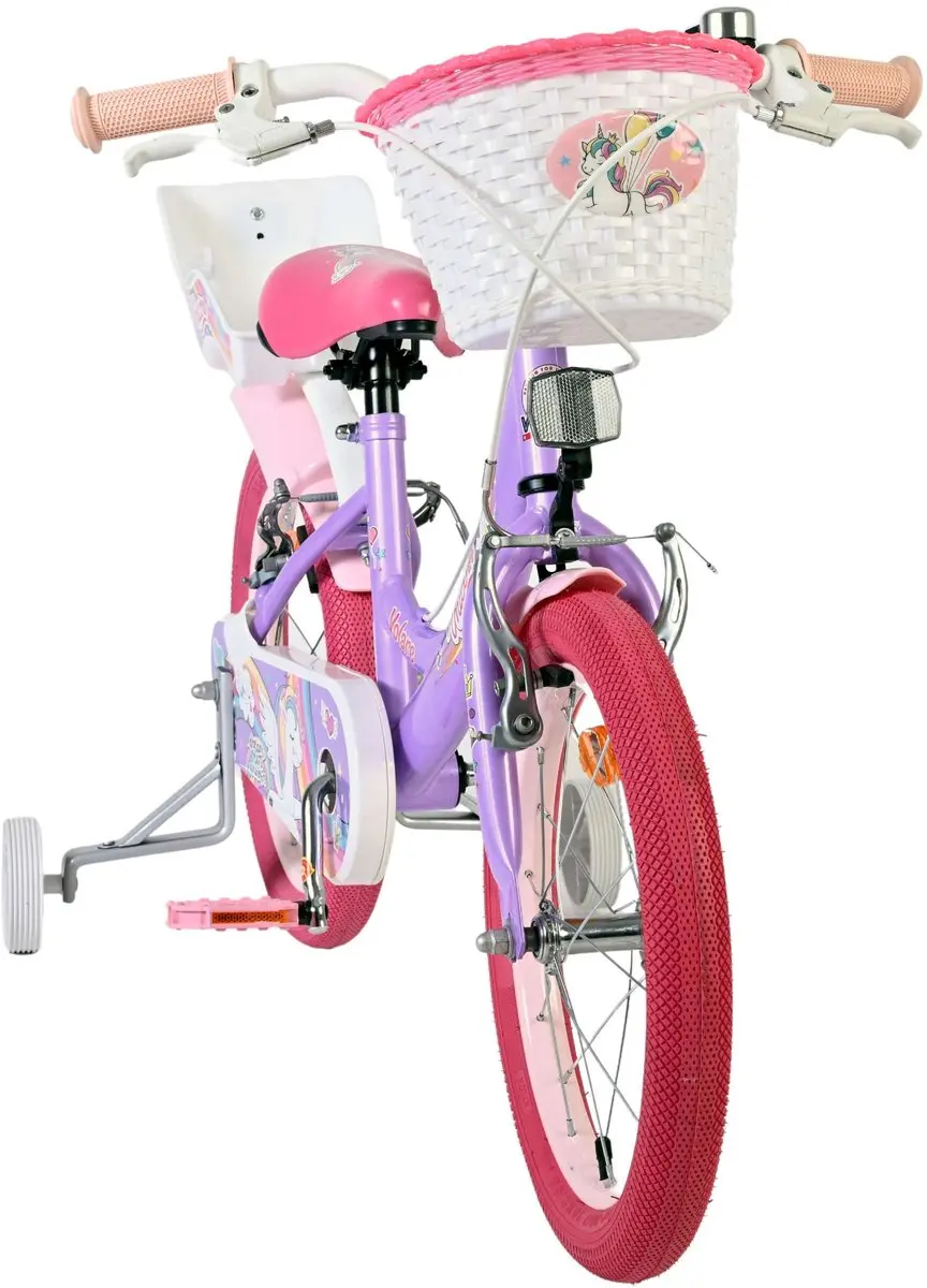Volare Unicorn Kinderfiets 16 inch - Paars - Twee Handremmen