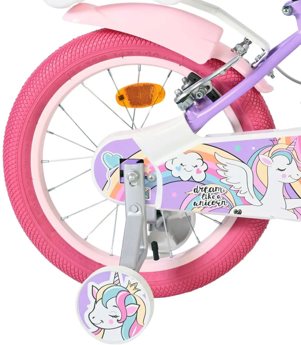 Volare Unicorn Kinderfiets 16 inch - Paars - Twee Handremmen
