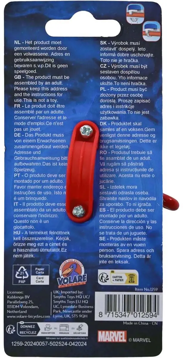 Volare Avengers Fietsbel - Rood