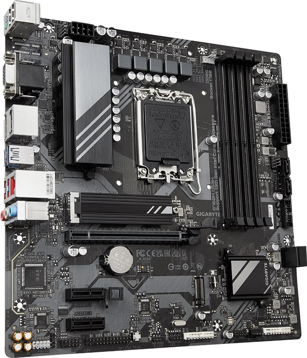 Gigabyte B760M DS3H Moederbord - microATX - LGA1700 - afbeelding 3 van 6