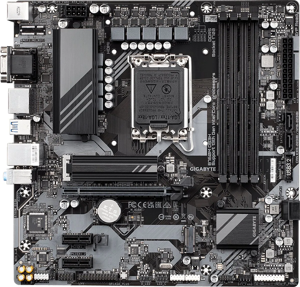 Gigabyte B760M DS3H Moederbord - microATX - LGA1700 - afbeelding 5 van 6