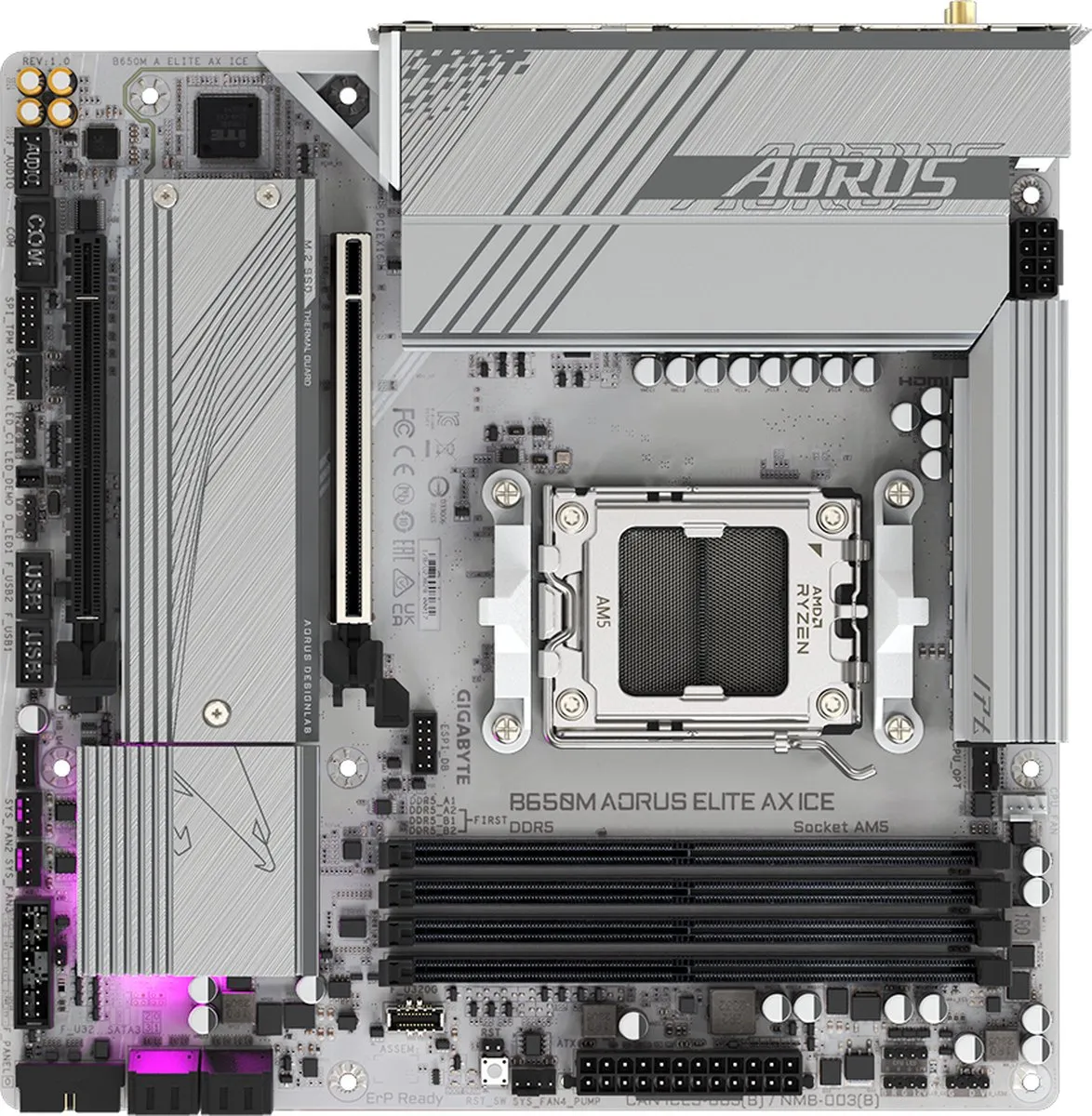 Gigabyte B650M AORUS ELITE AX ICE Moederbord - AM5