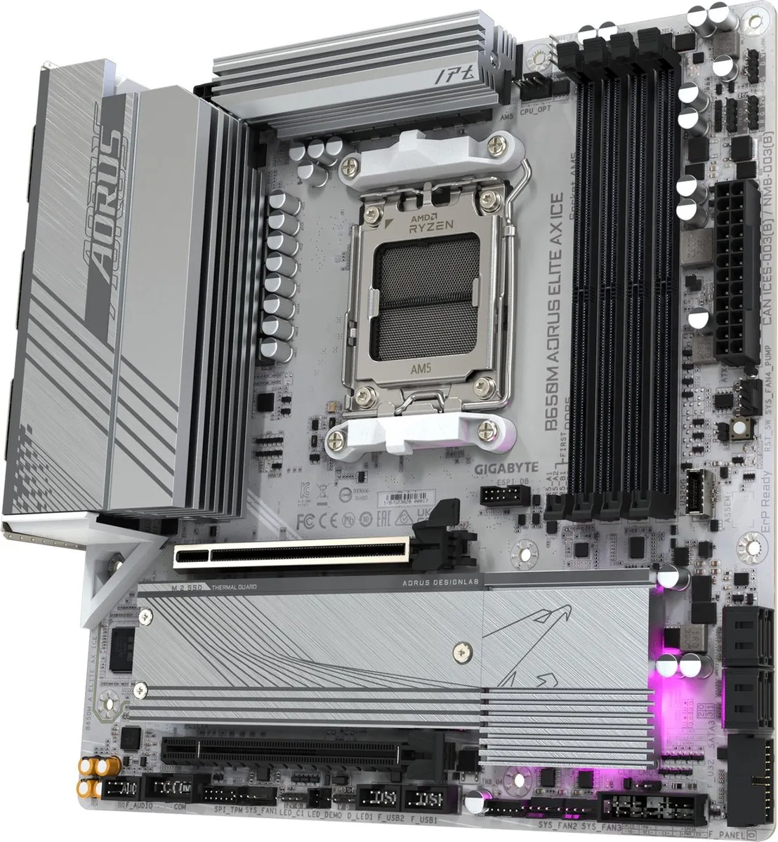 Gigabyte B650M AORUS ELITE AX ICE Moederbord - AM5