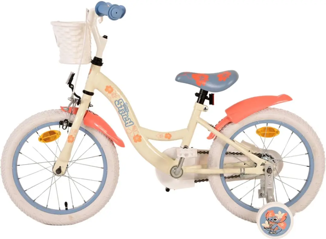 Volare Disney Stitch Kinderfiets 16 inch - Meisjes - 1 Versnelling - Crème/Koraal/Blauw - afbeelding 6 van 6