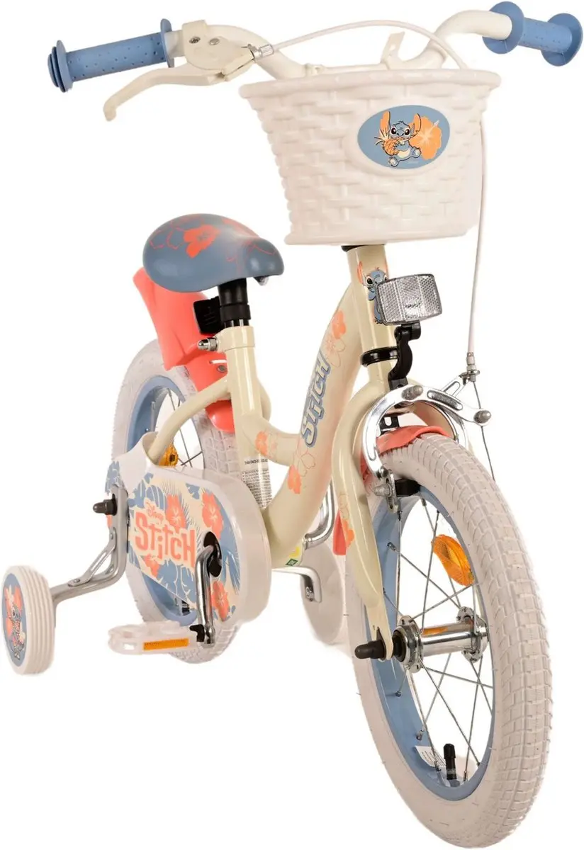 Volare Disney Stitch Kinderfiets 16 inch - Meisjes - 1 Versnelling - Crème/Koraal/Blauw