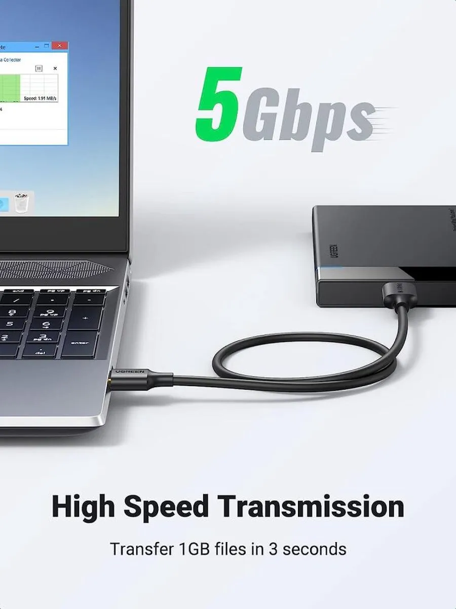 UGREEN USB naar Micro B Data & Laadkabel 5Gbps 10W 0.5m - Zwart