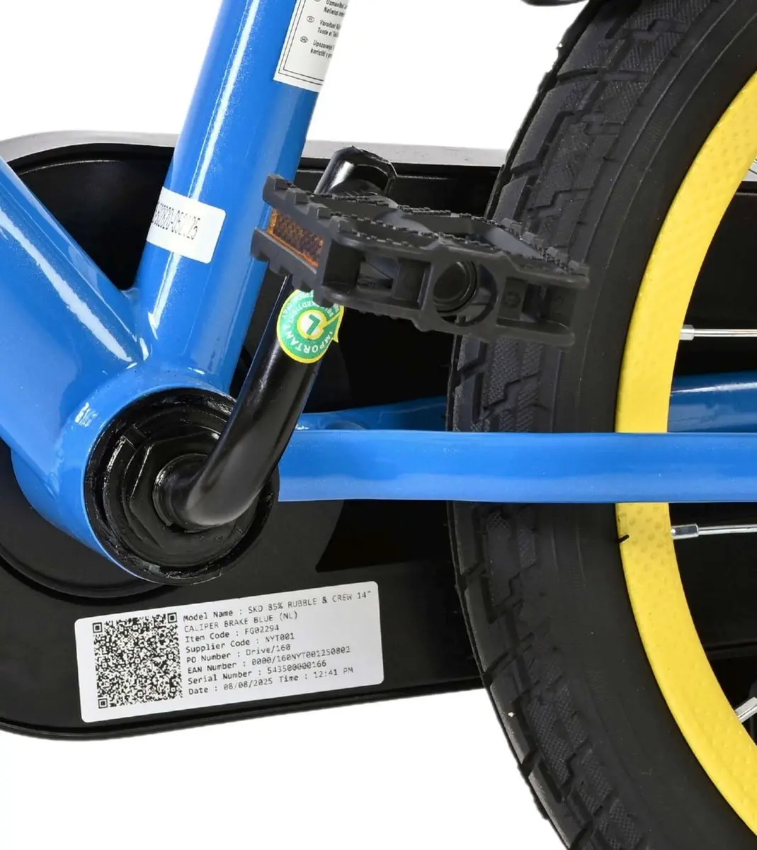 Volare Paw Patrol Rubble & Crew Kinderfiets 14 inch - Blauw