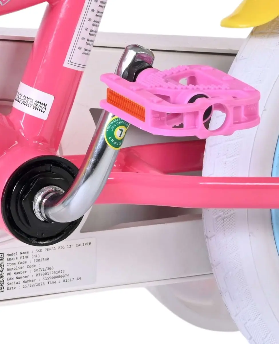 Volare Peppa Pig Kinderfiets 12 inch - Roze - 1 Versnelling