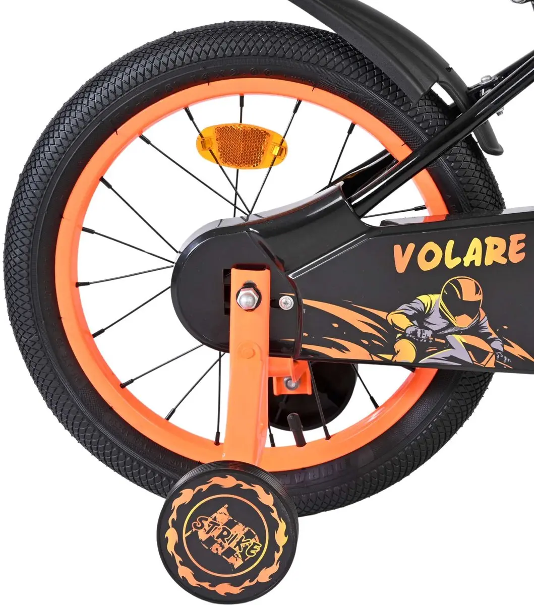 Volare Strike Kinderfiets 16" - 1 Versnelling - Zwart Oranje