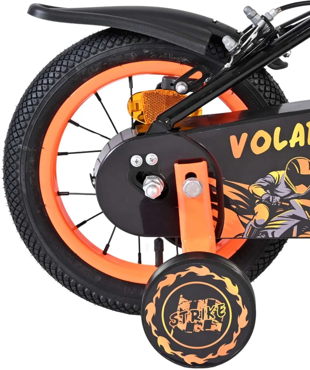 Volare Strike Kinderfiets 12" - Zwart/Oranje