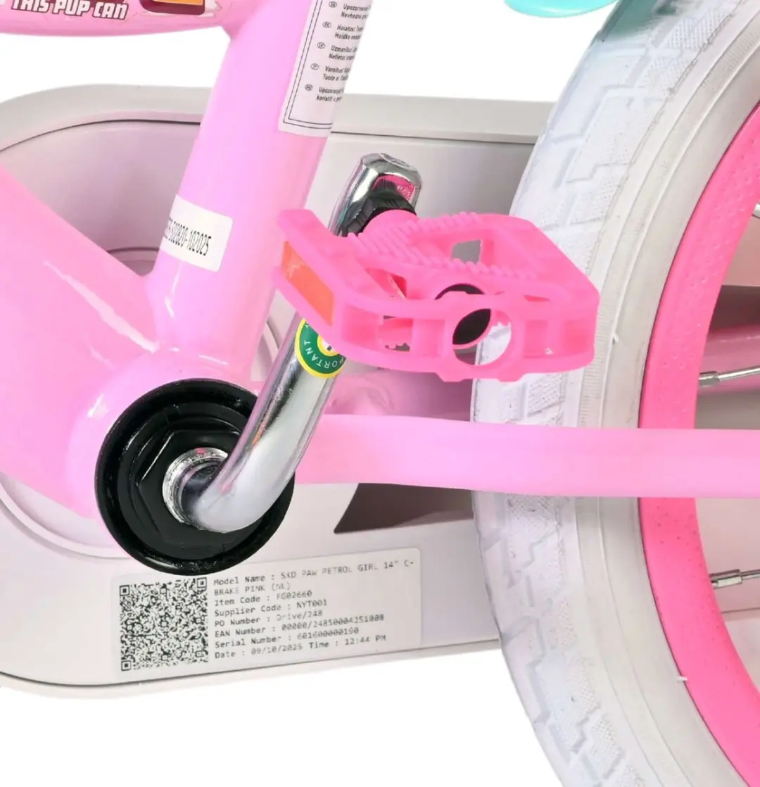 Volare Paw Patrol Kinderfiets 14 inch - Roze
