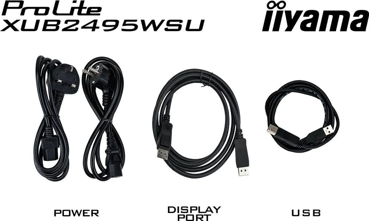 iiyama ProLite XUB2495WSU-B7 Monitor 24" IPS WUXGA - USB-hub - In hoogte verstelbaar - Zwart