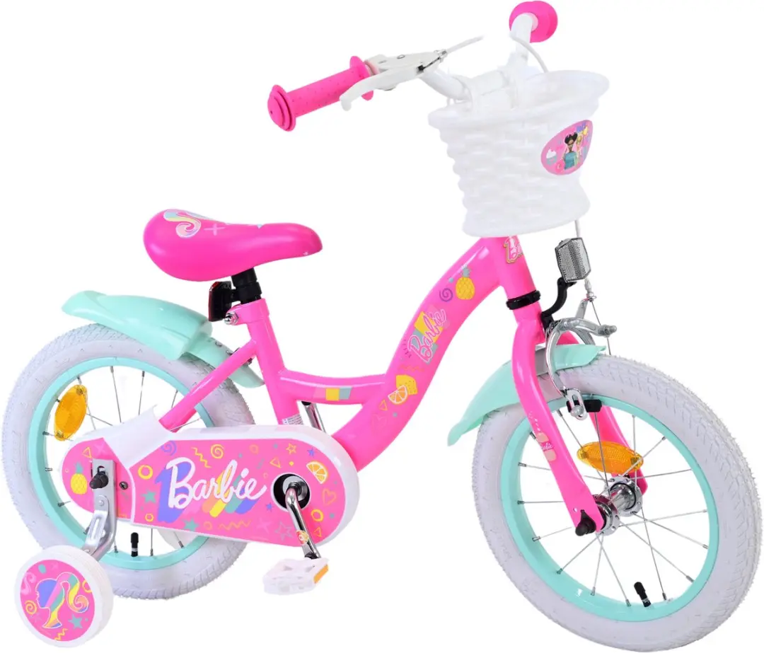 Volare Barbie Kinderfiets 14 inch - Roze/Mintgroen