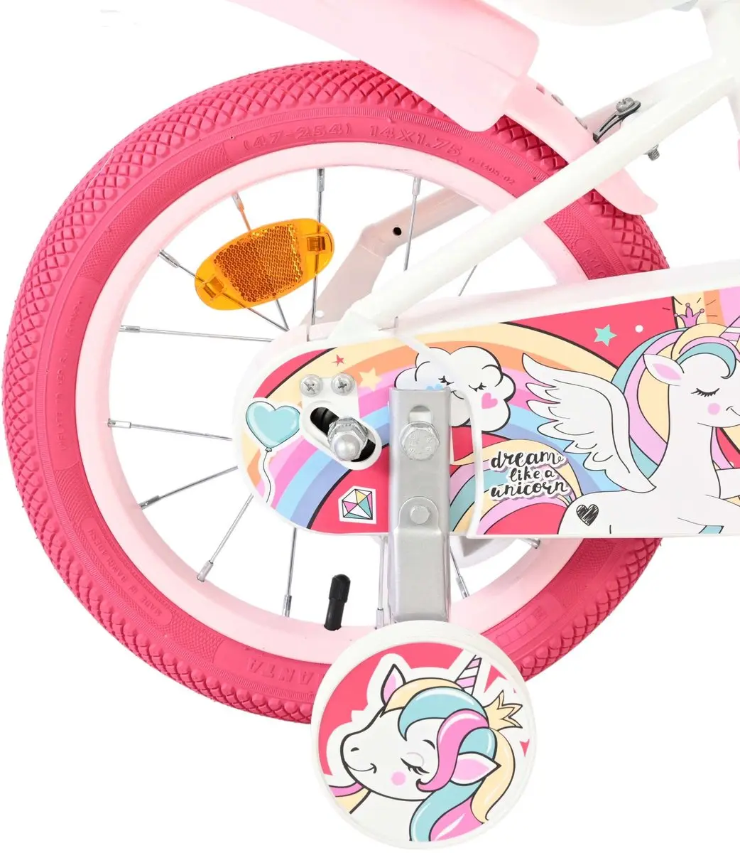 Volare Unicorn Kinderfiets 14 inch - Meisjes - 1 Versnelling - Wit