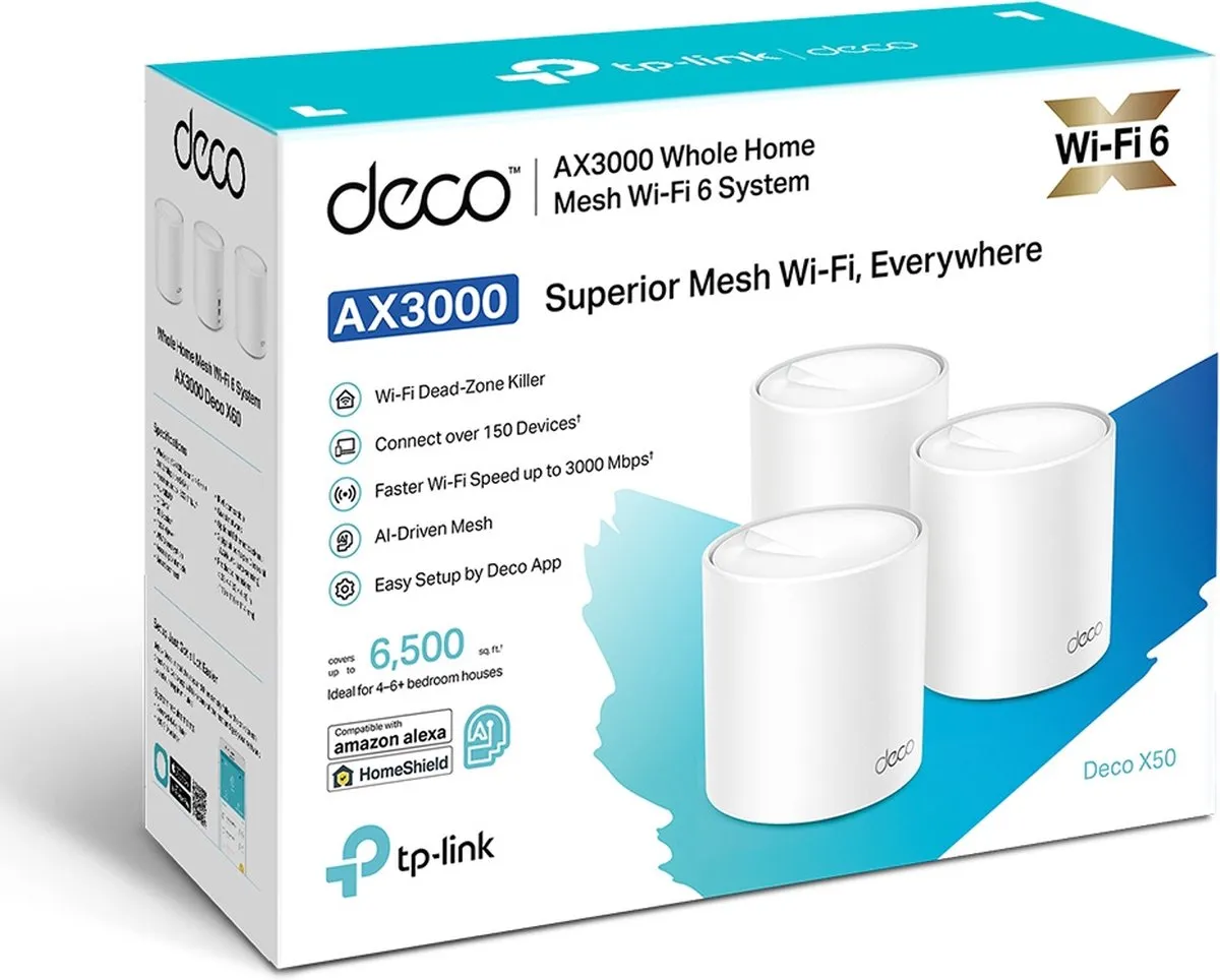 TP-Link Deco X50 Mesh WiFi 6 - 3-pack - Wit - afbeelding 6 van 6