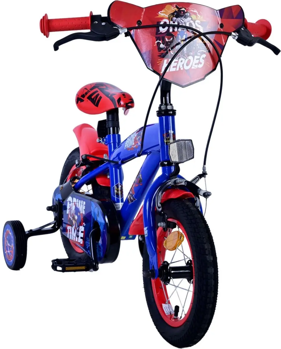 Volare Sonic Prime Kinderfiets 12 inch - Blauw/Rood - 2 Handremmen