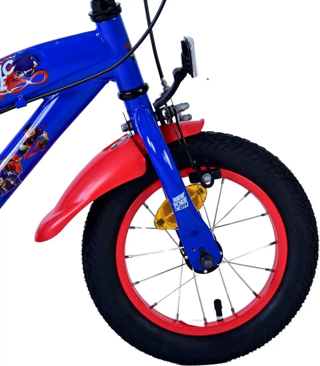 Volare Sonic Prime Kinderfiets 12 inch - Blauw/Rood - 2 Handremmen