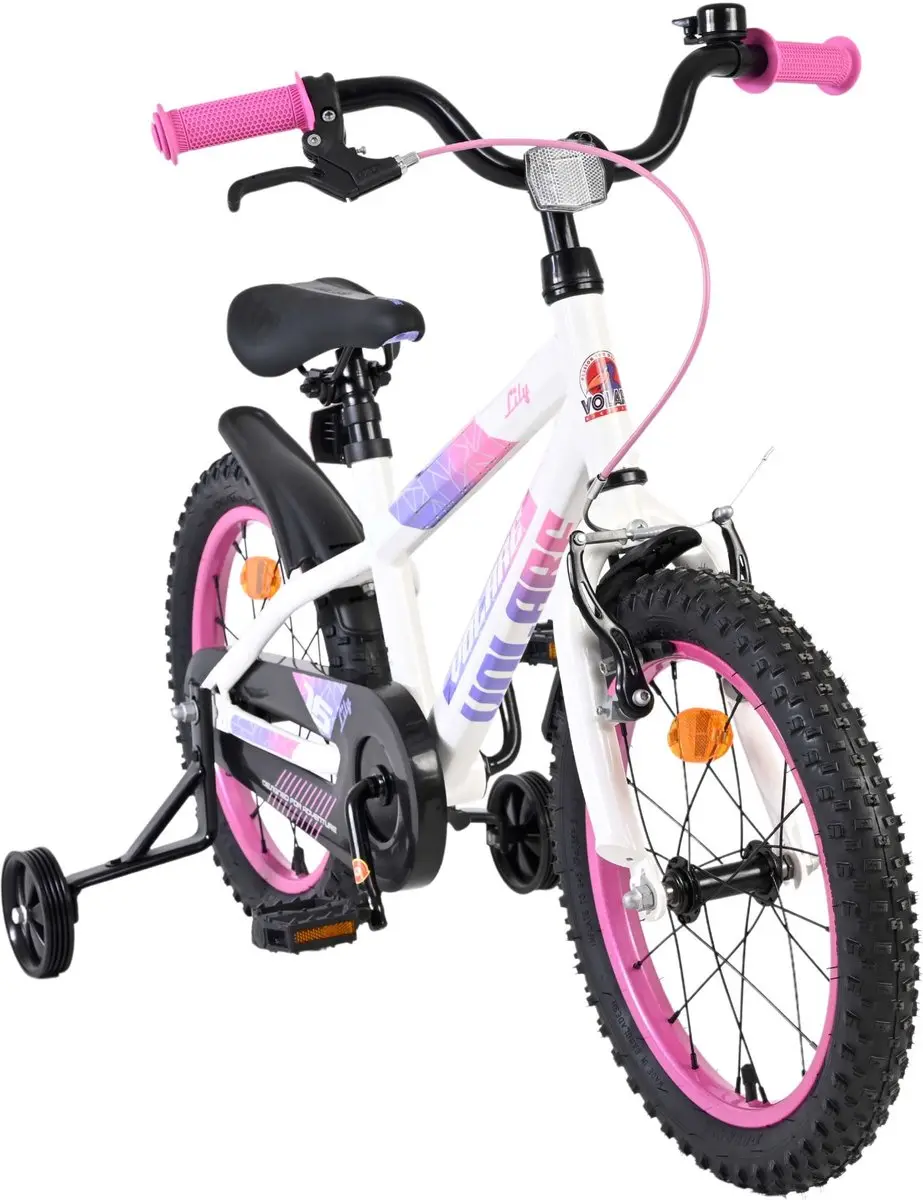 Volare Lily Kinderfiets 16 inch - 1 Versnelling - Wit/Rozes/Paars