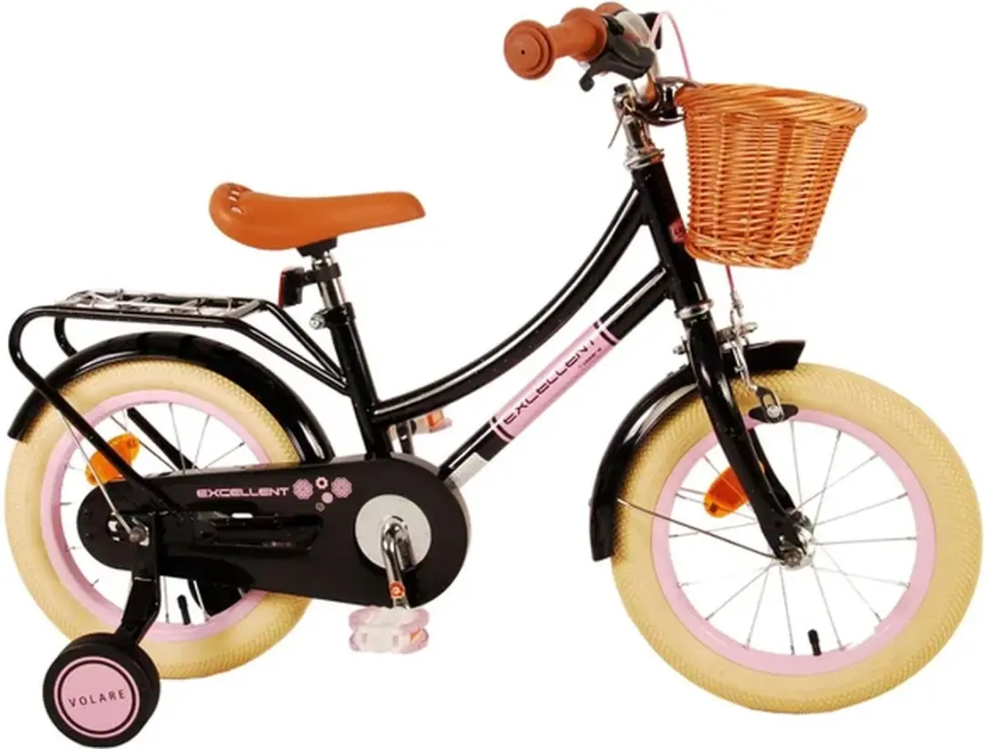 Volare Excellent Kinderfiets 14" - Meisjes - 1 Versnelling - Zwart