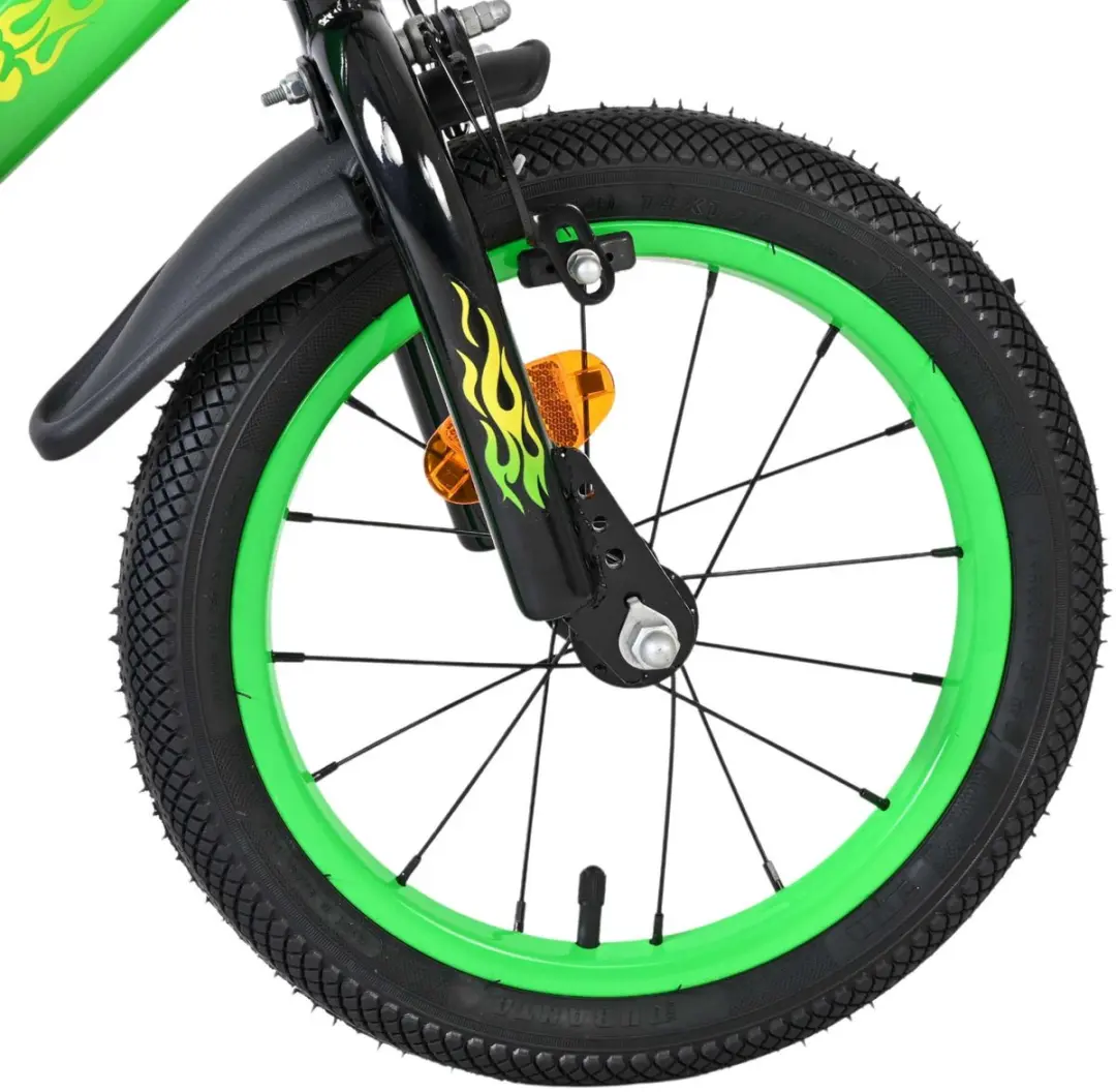 Volare Strike Kinderfiets 14" - Zwart Groen - 1 Versnelling - afbeelding 6 van 6