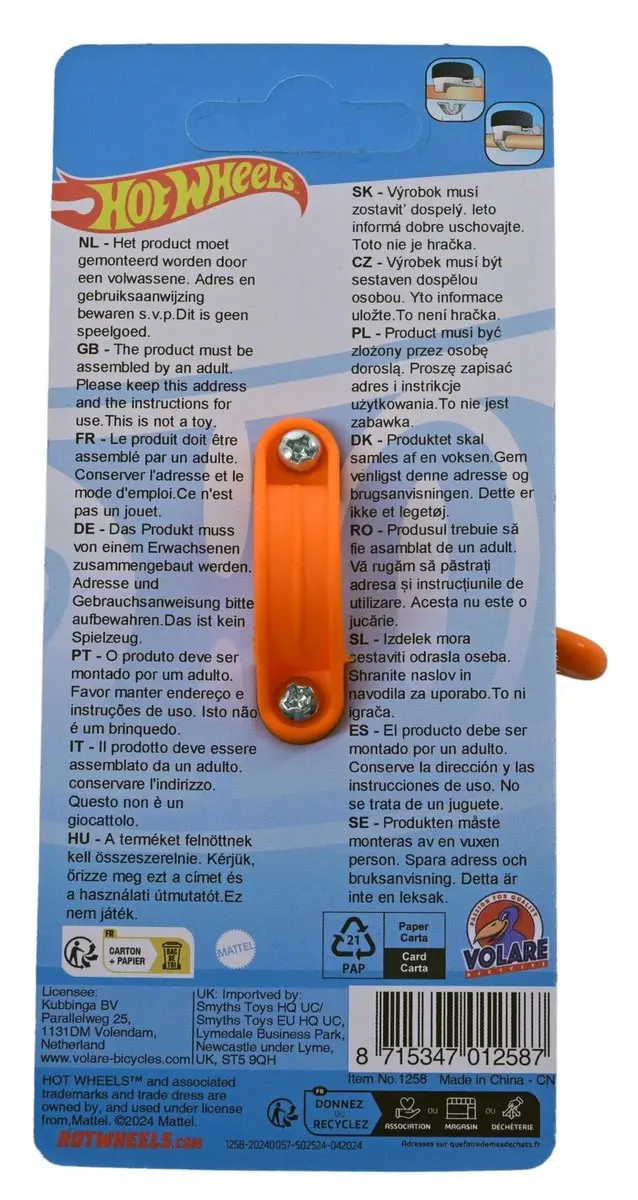 Volare Hot Wheels Fietsbel - Oranje/Zwart