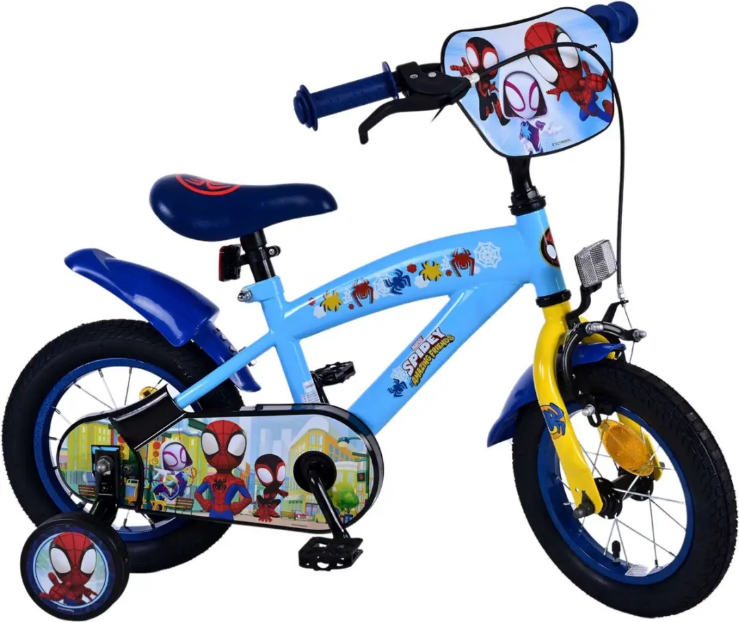 Volare Spidey Kinderfiets 12 inch - 1 Versnelling - Blauw/Geel