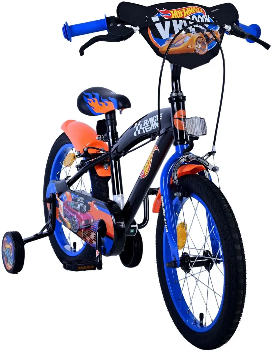 Volare Hot Wheels Kinderfiets 16 inch - Zwart/Oranje/Blauw