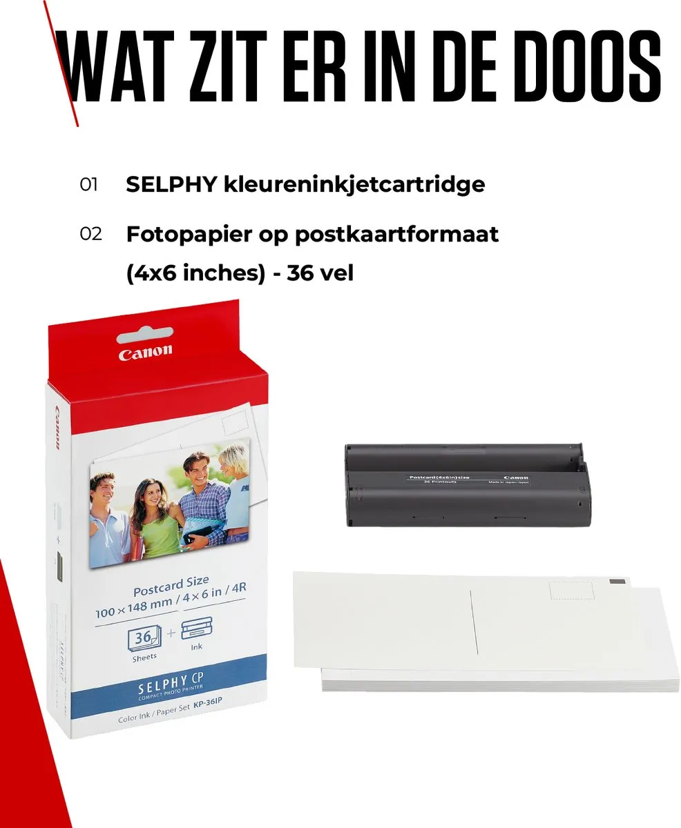 Canon KP-36IP Instant Fotopapier - 36 Stuks - Ansichtkaartformaat - o.a. SELPHY CP780/CP790