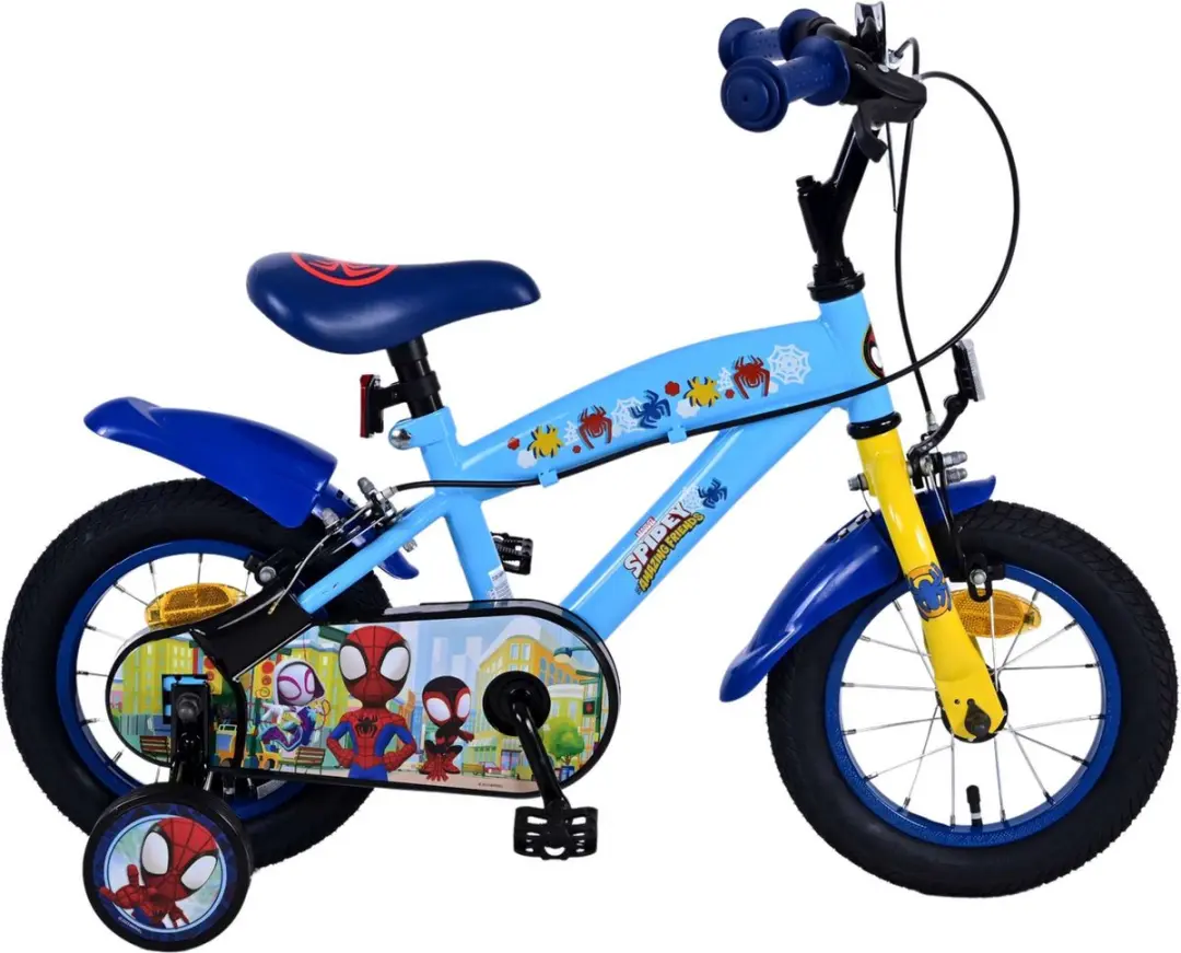 Volare Spidey Kinderfiets 12 inch - Blauw/Geel - 1 Versnelling