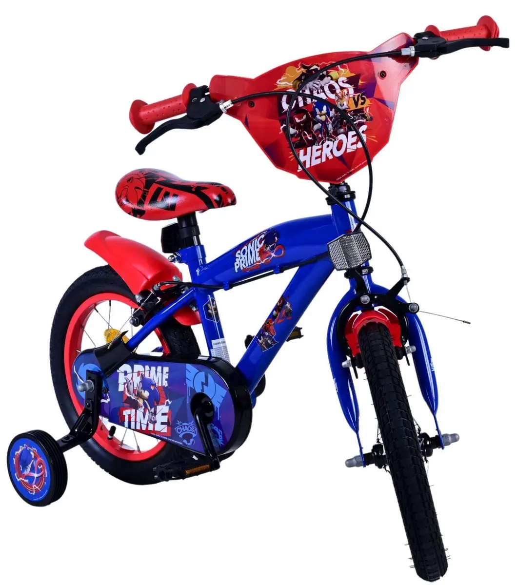 Volare Sonic Prime Kinderfiets 14 inch - Jongens - Blauw/Rood - 2 Handremmen