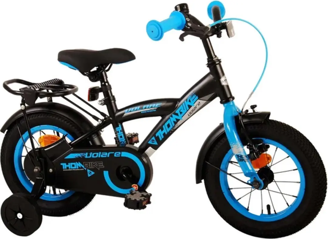 Volare Thombike Kinderfiets 12" - 1 Versnelling - Zwart/Blauw - afbeelding 6 van 6