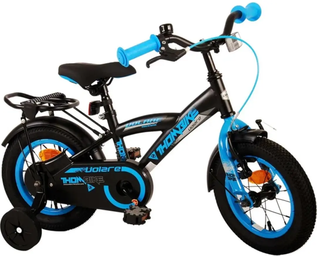Volare Thombike Kinderfiets 12" - 1 Versnelling - Zwart/Blauw
