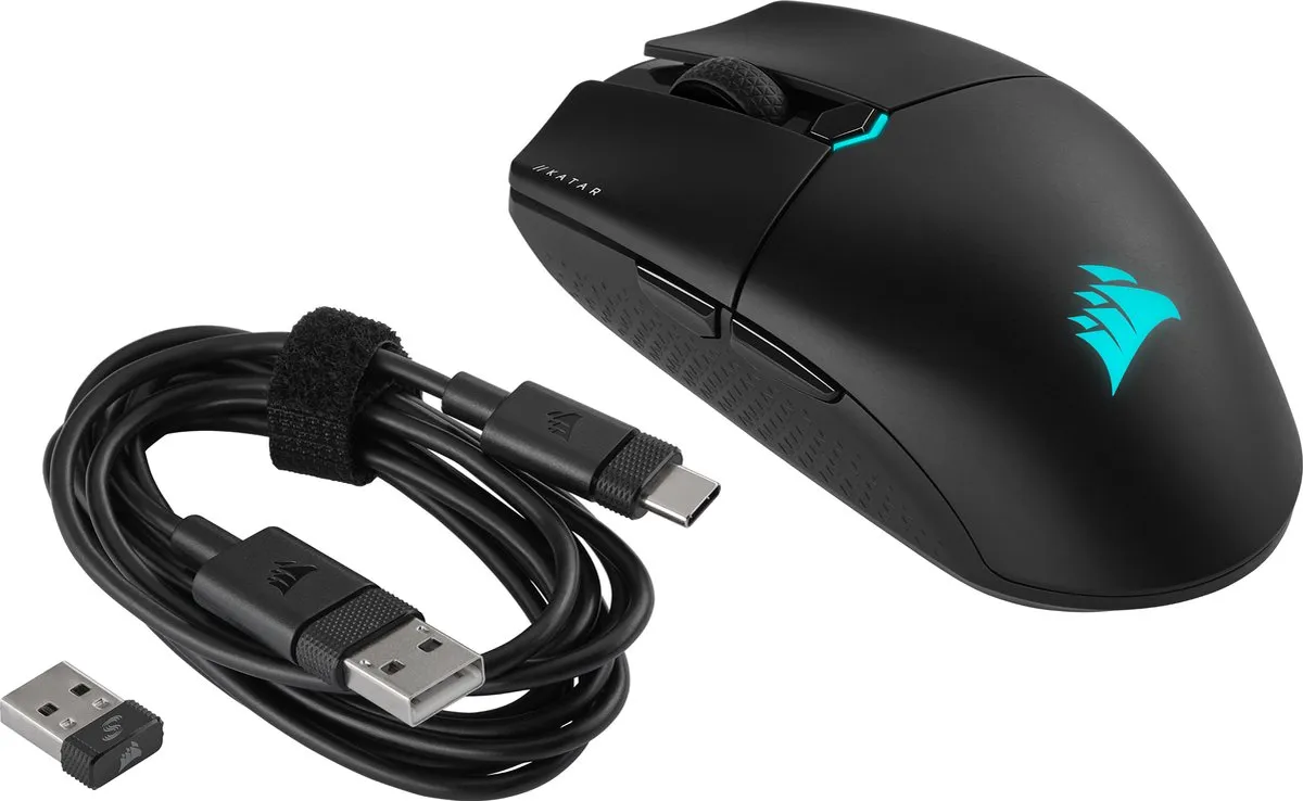 Corsair Katar Elite CH-931C111-EU Gaming Muis - Draadloos - 26.000 DPI - Zwart - afbeelding 6 van 6
