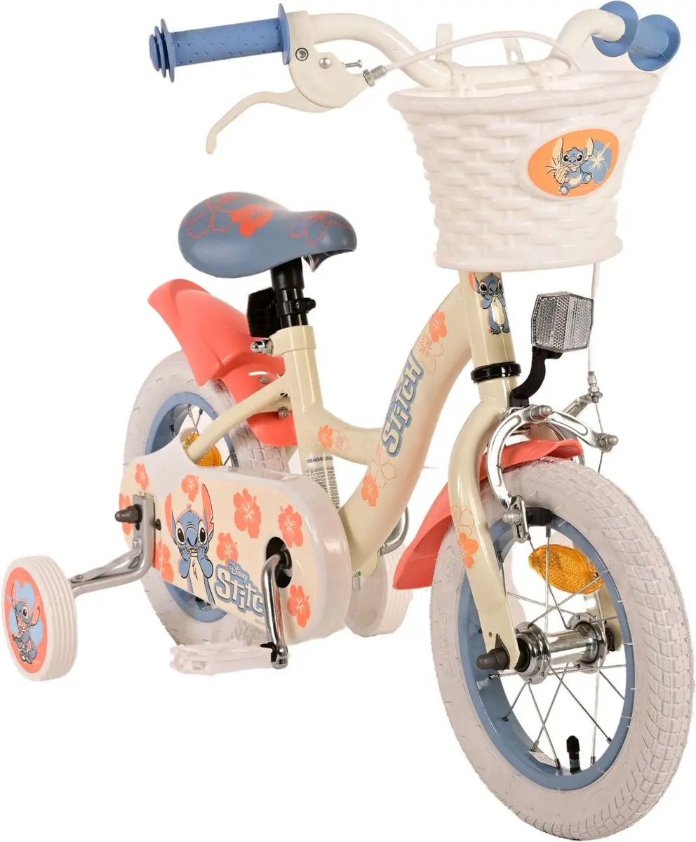 Volare Disney Stitch Kinderfiets 12 inch - Meisjes - 12 Versnellingen - Crème/Koraal/Blauw - afbeelding 6 van 6