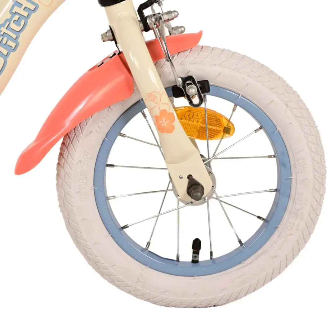 Volare Disney Stitch Kinderfiets 12 inch - Meisjes - 12 Versnellingen - Crème/Koraal/Blauw
