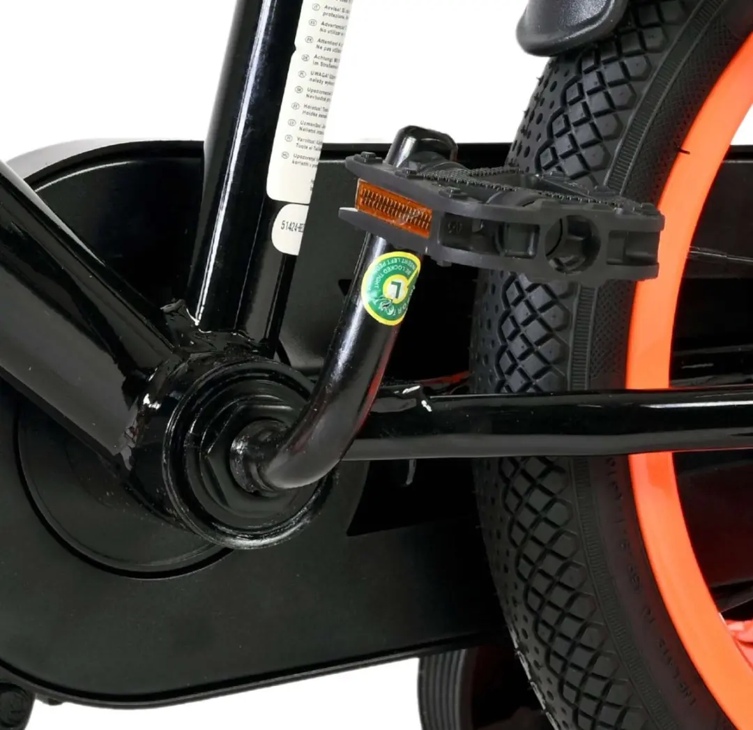 Volare Strike Kinderfiets 14" - 1 Versnelling - Zwart Oranje - afbeelding 6 van 6