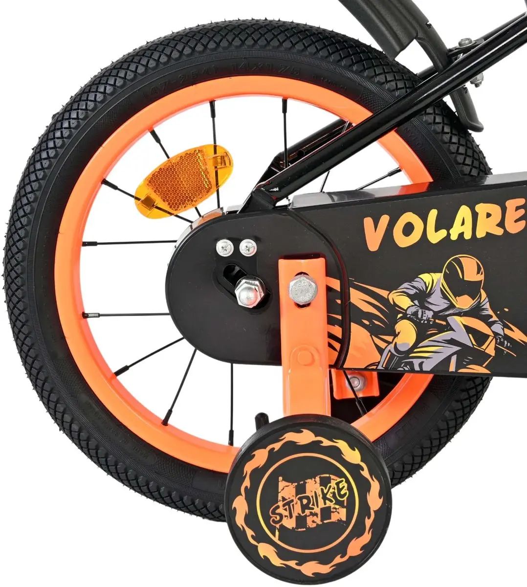 Volare Strike Kinderfiets 14" - 1 Versnelling - Zwart Oranje