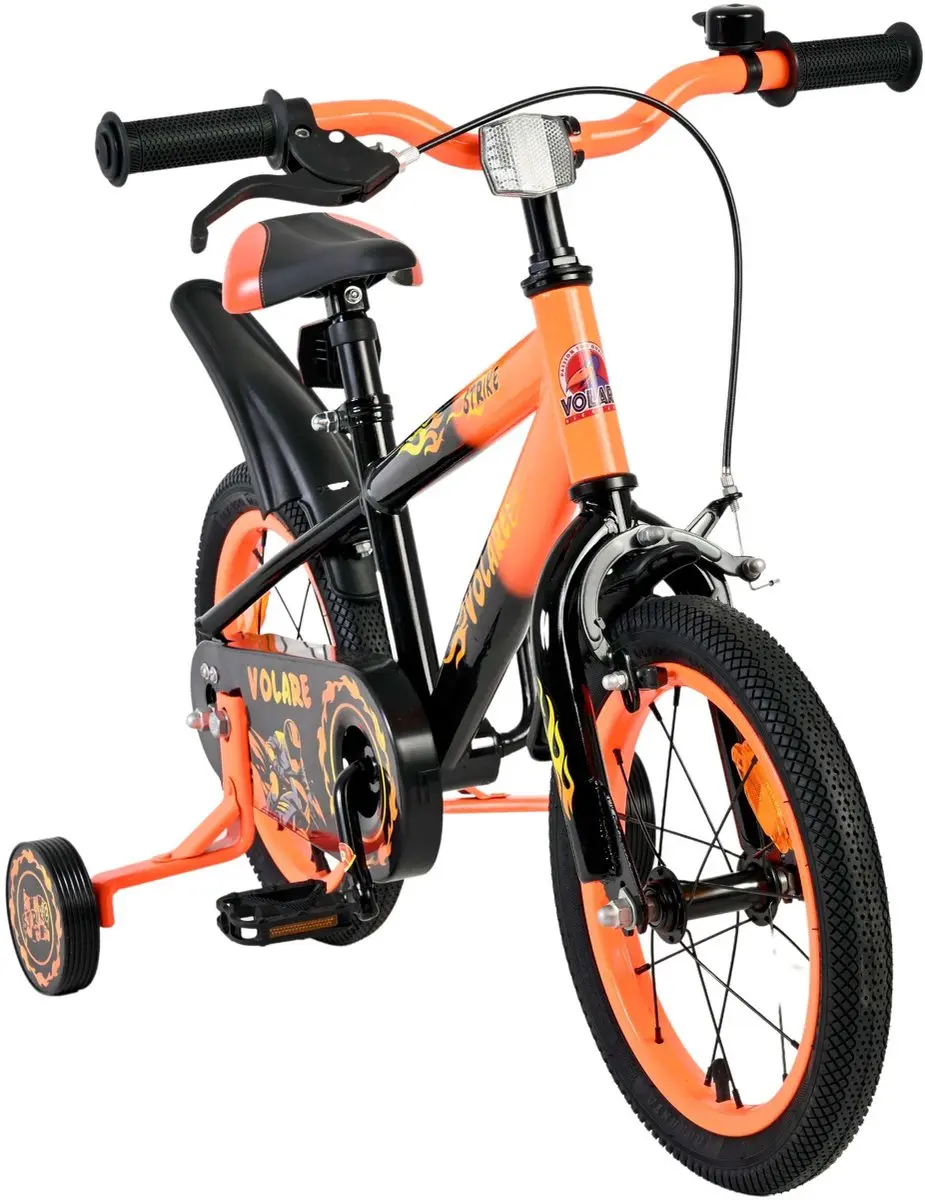 Volare Strike Kinderfiets 14" - 1 Versnelling - Zwart Oranje