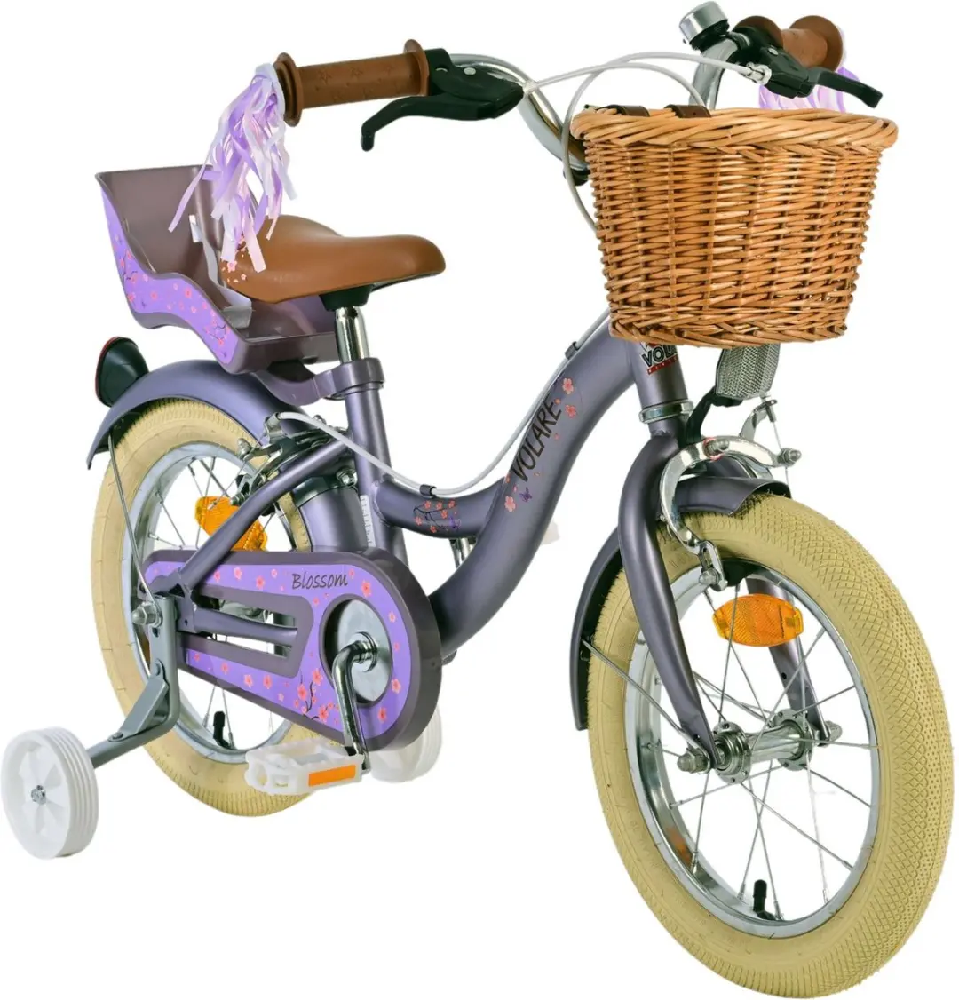 Volare Blossom Kinderfiets 14 inch - Paars - Twee Handremmen - afbeelding 6 van 6
